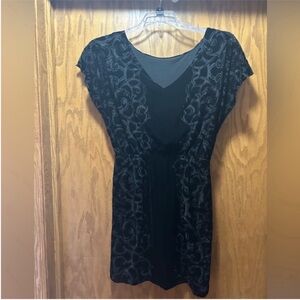 White House Black Market black velvet velour mini black dress extra small XS